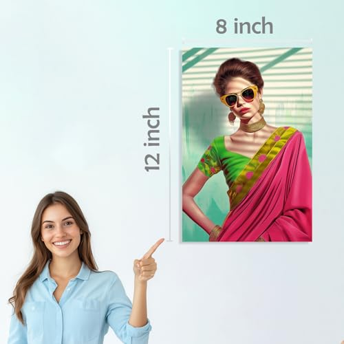 Image of SiddArtify Modern Pop Art Women in Sarees Print Set - Sticker - 8x12 Inch - Pack of 6 Wall Room Decoration art Poster Prints