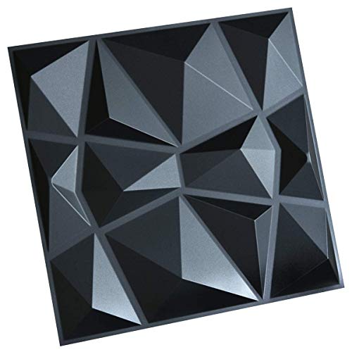 Image of LUHI 3D Paneling Textured 3D Wall Design, Black Diamond, 19.7 inch x 19.7 inch (11 Pack)