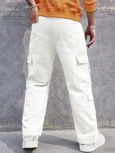 Image of URBAN POCKETS Jeans for Men | Denim Cargo Pants with Relaxed Fit & Utility Side Pockets (2-D-Pocket-U03-U05)