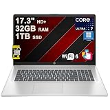HP 17 Business Laptop 17.3" HD+ Anti-Glare Touchscreen Intel 12-core Ultra 7 255U 32GB RAM 1TB SSD Type-C for Creator Business Professional Long-Lasting Battery Privacy Camera Win11Pro ICP Hub