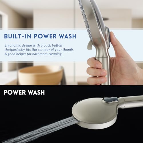 Ryamen RDRM9040BN Filtered Shower Head With Handheld,Brushed Nickel High Pressure 9 Spray Mode Showerhead With Hose,Bracket And Minerals Stones Replacement Filters For Hard Water,Anti-Clog & Powerful To Clean thumb #2