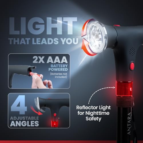Image of Antara AGEasy Walking Stick with SOS Alarm Button for Men & Women | Walking Cane for Old People | Walk Stick with Adjustable Height | Support Stick (Foldable Walking Stick with SOS Alarm)