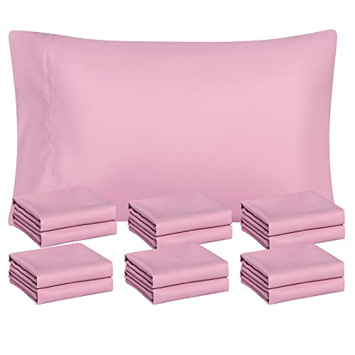 FreshCulture Juego de 12 fundas de almohada rosa polvoriento, tamaño Queen, cierre de sobre, tela de microfibra cepillada suave, juego de 12 fundas de almohada de 20 x 30 pulgadas, para el hogar,