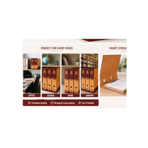 Image of TULMAN Lever Arch Binder Box File Folder (Pack of 6) | A4 & Legal Size Document Organizer | 35 x 9 x 28 cm Khakhi Certificate Holder | Heavy Duty Office & School File Storage