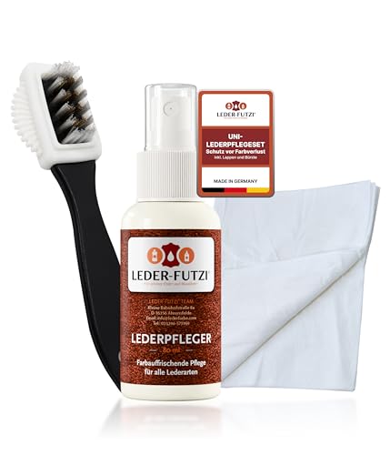 Leder-Futzi Uni Lederpflegeset mit Bürste und Zerstäuber [80 ml] - Effektive Lederpflege für Glattleder und Ledersitze - Made in Germany