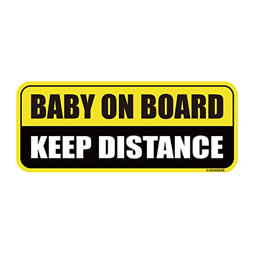 GEEKBEAR Baby on Board Car Magnet - Colorful, Reflective, Weather-Resistant, 8.7 x 3.5 in (Yellow/Black), 8.7 x 3.5 inch