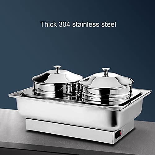 Tweepots slowcooker, voedselverwarmer en buffetserver, 600 W, 2 x 4 liter kookpotten, zilver, B - Afbeelding 5