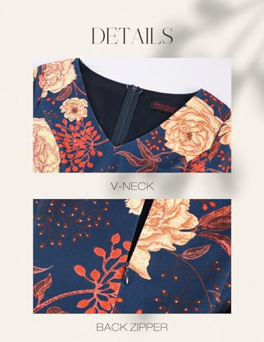 Image of DRESSTELLS Women's Cocktail Dress Summer Wedding Guest Party Vintage 3 /4 Bell Sleeve V Neck A-Line Dress