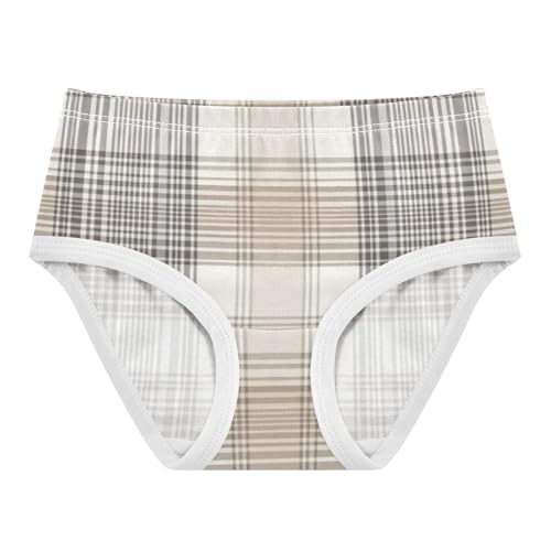 Brown Tartan Plaid Girls' Underwear for Daily Wear Comfort Color for Toddler in Sizes 2T,3T, 4T, 5T, 6Y and 8Y