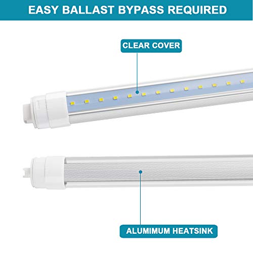 JESLED 360 Degree T8 T10 T12 8ft 52w R17D/HO Base, led Outdoor Tubes for Double Sided Signs 6000K Cool White Clear Cover (4-Pack)