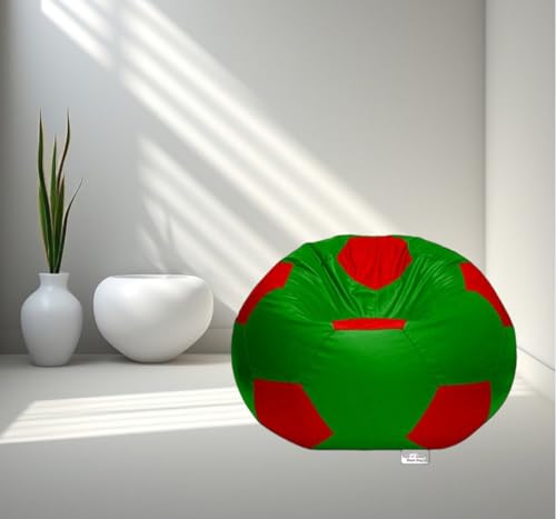 Image of RnS Rest 'n' Sleep - Bean Bag Football Chair Filled with Beans for Living Room, Bed Room for Relaxing, with 1 Year Warranty (Parrot Green /Red, XXXL)