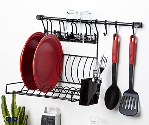 Escorredor de Louça Suspenso Articulado c/Porta Talher Requinte Preto