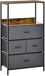 HOMCOM 4 Drawer Storage Chest Unit Home Cabinet w/Shelves Home Living Room Bedroom Entryway Living Furniture Black