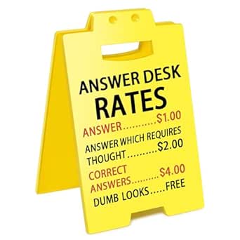 Funny Office Cubicle Decor Answer Desk Rates Desk Sign Team Office Gag ...