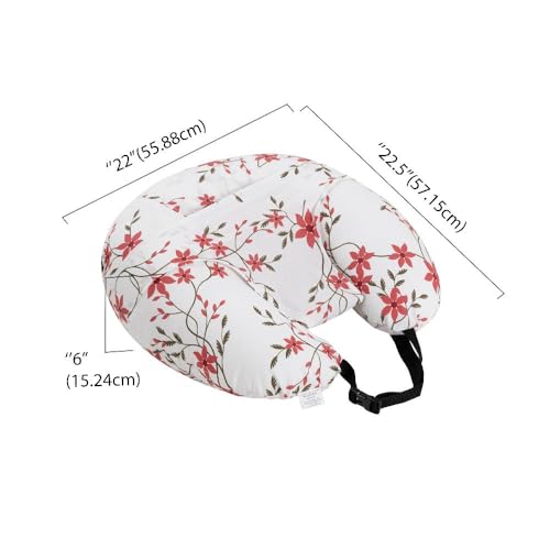 Image of Wakefit Feeding Pillow for New Born Baby | 3 Months Warranty | 5 in 1 Nursing Pillow with Belt and Hoop for Breastfeeding with Cotton Removable Cover | Sakura White