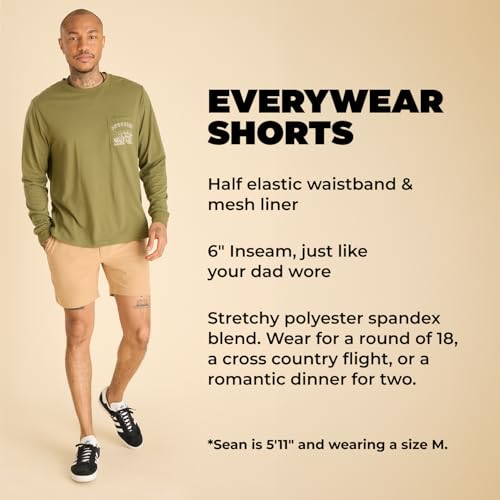 Image of Chubbies Everywear Men's Shorts - Mens Shorts Casual 6in Inseam, Elastic Waist, Water-Resistant, Zipper Pocket