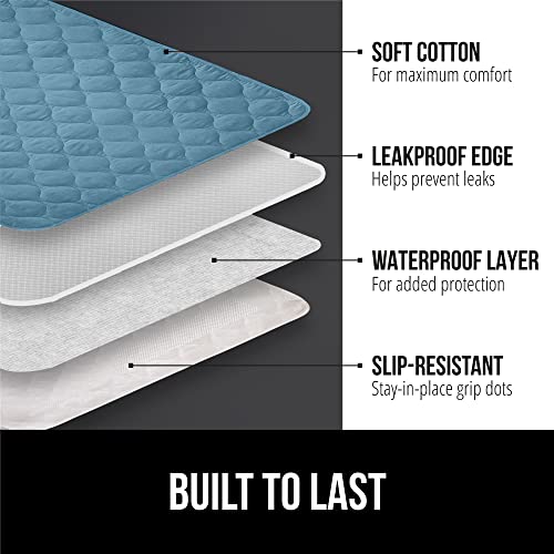 Gorilla Grip Washable And Reusable Underpads, Absorbent Leak Proof Bed Incontinence Pads, 34X36 2 Pack, Slip Resistant Bedwetting Pad Protector Absorbs Up To 8 Cups For Bedwetting, Adults, Kids, Blue #TOP1
