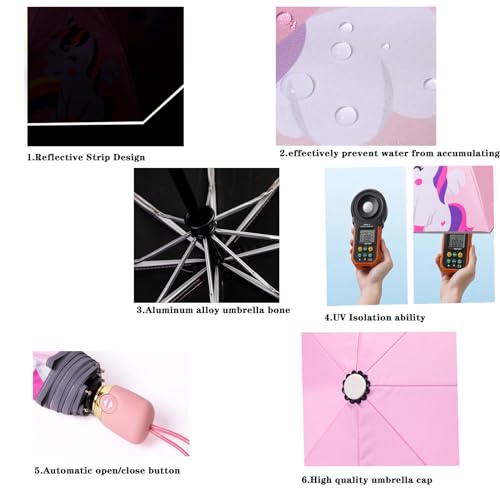 Rosavida KUG100-2/FBA Kids Folding Umbrella Automatic Open-Close Cartoon Uv Resistant Travel Umbrella Anti-Rebound Design Compact Wind And Waterproof Umbrella For Kids Girls #2 thumb #2