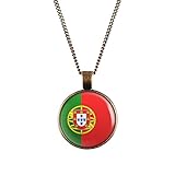 Durchmesser: 28mm WeAreAwesome Portugal Flagge Halskette - Länderkette Lissabon mit Fahne Anhänger Unisex Kette