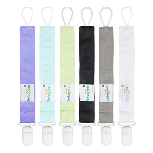 Image of Babygoal Solid Color Pacifier Clips, 6 Pack Binky Paci Holder Clips and Leash for Boys and Girls Fits for Most Pacifier, Binkie Styles & Baby Teethers & Toys and Gift 6PS15