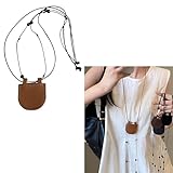 TINGUT Vintage Sturdy Leather Necklace Pouches for Earphone and Coin Storage Small Long Designs for Fashionable Women Ladies