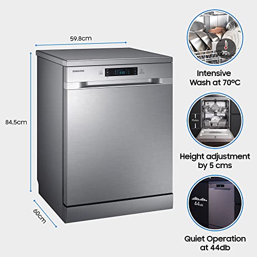 Image of Samsung 13 Place Setting Freestanding Dishwasher with Intensive Wash (DW60M6043FS /TL), Ice blue, Stainless Steel Tub, Hygiene Clean, Height Adjustable Rack)