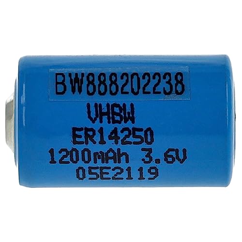 vhbw Batería celda Redonda Litio ER14250 reemplaza TL-5101, TL-5112, TL5101, TL5112, TL5151 - Batería Especial (1200 mAh, 3,6 V, Li-SOCl2)