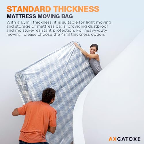 Plastic Mattress Bag for Moving Storage, Waterproof Mattress Cover, Mattress Protector for Moving Supplies - King Size (1.5MIL)