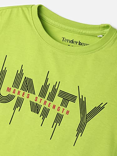 Image of UrbanMark Junior Boys 100% Cotton Printed Half Sleeves T Shirt - Light Green