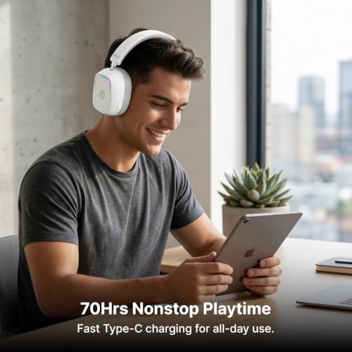 pTron Store pTron Studio Sports V2 White Wireless Gaming Headphones - Image 4