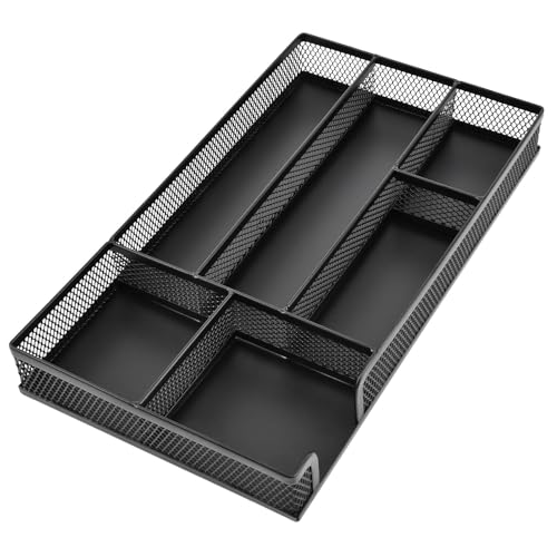 Loyanger Metal Mesh Desk Drawer Organizer Tray, 6 Compartments 11”x6”x1.5”