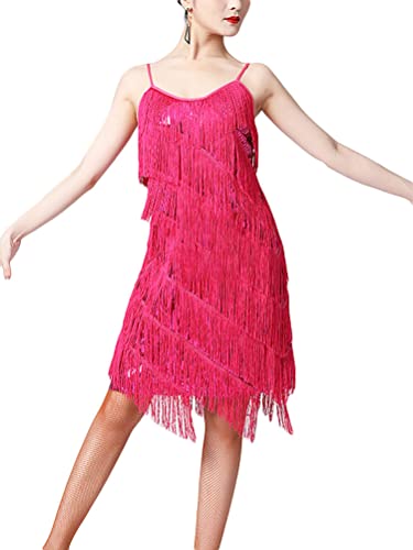 ORANDESIGNE Partykleid Damen Glitzer Knielang Latein Tanzkleid Bunt...