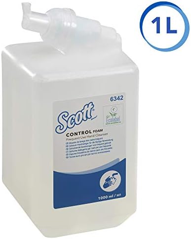 Scott Control Foam Frequent Use Hand Cleanser 6342 - Unscented Foaming Hand Soap - 6 x 1 Litre Clear Hand Wash Refills (6 Litre total)