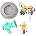 DecoSet® Minions Fart Bubble Blaster Cake Topper, 4 Piece Decoration Set With Working Bubble Wand, Stand, & Kevin, Bob, & Stuart Minions | For Birthday And Celebrations