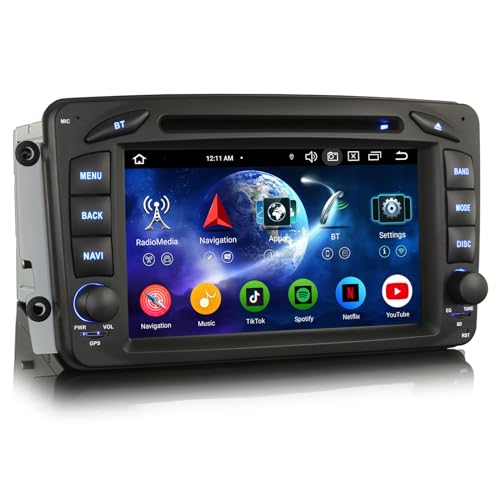 Erisin 8-Core 4GO+64GO Android 14 DVD Autoradio GPS pour Mercedes Classe A/C/G/CLK W209 W203 Viano Vito W463 7
