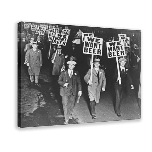 Impression sur toile We Want Beer de style affiche rétro vintage pour bar 20x30 cm