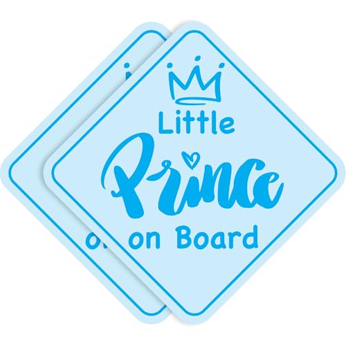 Image of Stickios Little Prince on Board Stickers (Non-Magnetic) - Removable, Paint-Safe Signs for Cars & Windows - Made in USA (2-Pack, 6-inch Diamond, Blue, Boy)