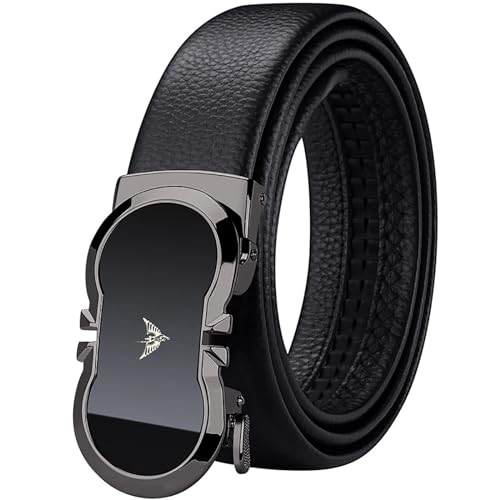 VANNANBA Belt for Men, Leather Ratchet Belts with Automatic Slide Buckle for Gift Box