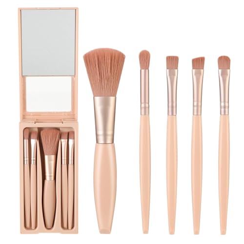 Auiremrti Set di 5 pennelli da trucco, professionale con pennello a specchio, set di pennelli per trucco, fondotinta, ombretto (albicocca) Auiremrti Set di 5 pennelli da trucco, professionale con pennello a specchio, set di pennelli per trucco, fondotinta, ombretto (albicocca)