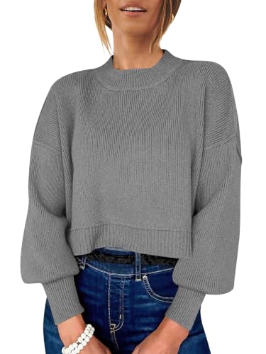 Image of ANRABESS Cropped Sweaters for Women Long Sleeve Oversized Fall Outfits