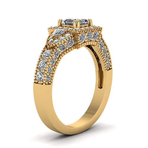 Image of 55Carat Choose Your Gemstone Square Art Nouveau Diamond CZ Ring Yellow Gold Plated Princess Shape Vintage Engagement Rings Matching Jewelry Wedding Jewelry Easy to Wear Gifts US Size 4 to 12