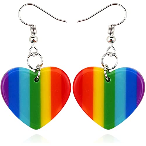 Rainbow Heart Pride Earrings For Women LGBTQ Earrings Colorful Acrylic Cute Heart And Star Lesbian Earrings Y2k Jewelry LGBT Pride