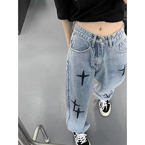 TRUEVIRON-C Embroidered Jeans Couple Straight Trousers Autumn Fashion High Street Hip-hop Style Loose Wide-Leg Trousers Trend2