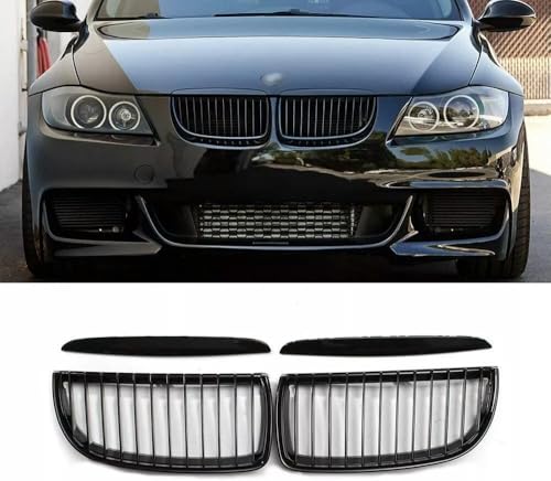 Grilles de rein avant BMW E90 E91 05-08 noir brillant calandre sport