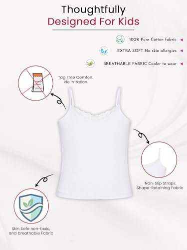 Image of BODYCARE Girl's Super Combed Cotton Spandex Regular Fit Camisole with Slip Soft & Comfortable Skin Friendly Innerwear Vest | Pack of 2