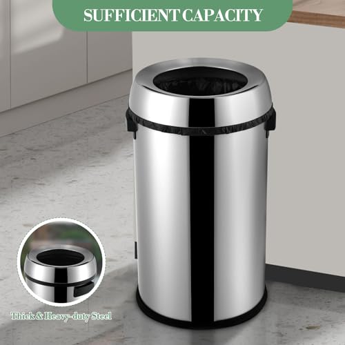 Caneca de Basura de Acero Inoxidable Abierta 17 Gal miniatura 6