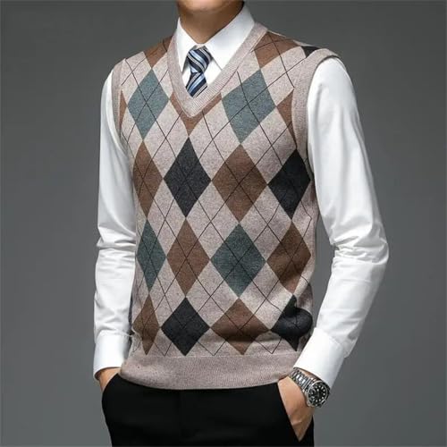 Men's Fashion Diamond Pattern Pullover V-Neck Grace Knitted Vest4