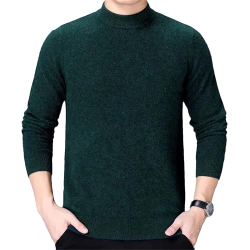 Men's Spring Casual High End Half High Neck Long Sleeve Sweater Patchwork Loose Warm Knitted Top