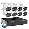 ZOSI C303 Home Security Camera System with Audio,8CH 5MP Lite H.265+ DVR with 1TB Hard Drive,8pcs 1080P Outdoor Cameras…