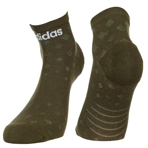 Image of adidas Heel & Toe Terry Men's Ankle Length Cut Cotton Socks - 3 Pairs (6N) (Ad-0965) Olive Strata /White /Black